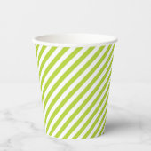 Diagonal lime green and white stripes pattern 紙コップ (正面)