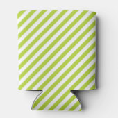 Diagonal lime green and white stripes pattern 缶クーラー (裏面)