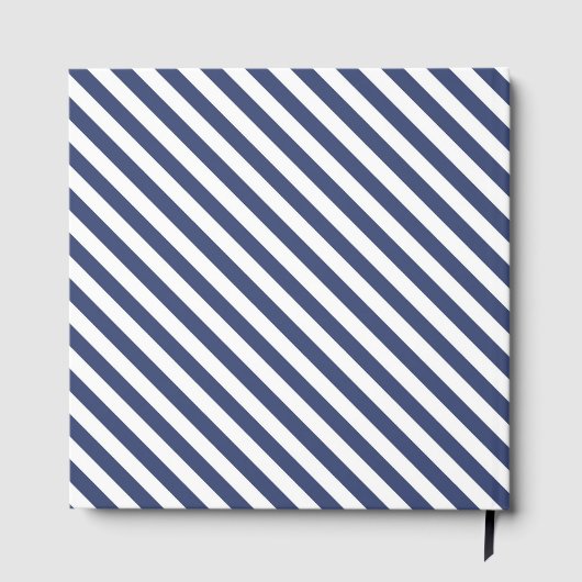 Diagonal navy blue and white stripes pattern ゲストブック (裏面)