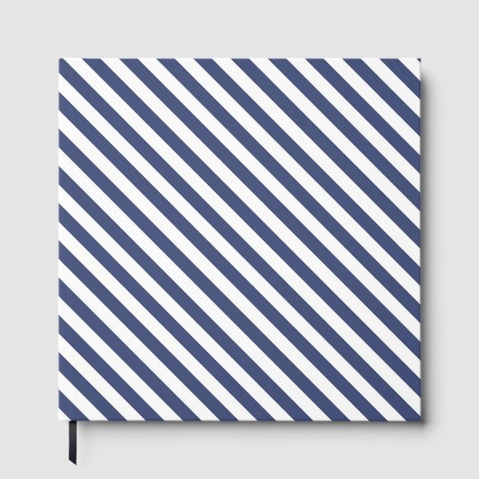Diagonal navy blue and white stripes pattern ゲストブック (正面)