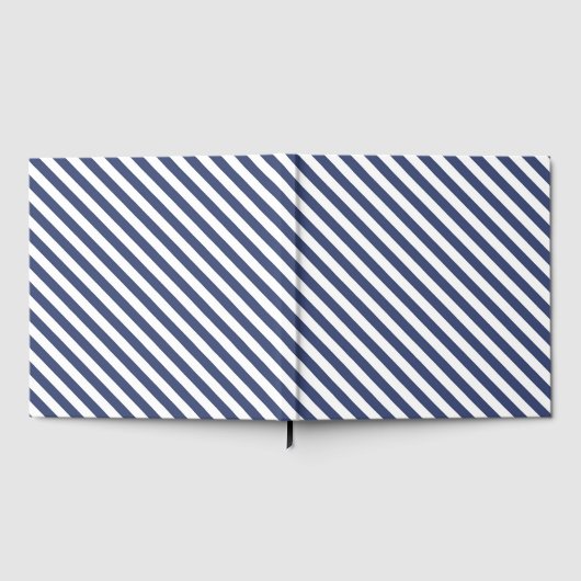 Diagonal navy blue and white stripes pattern ゲストブック (全面)
