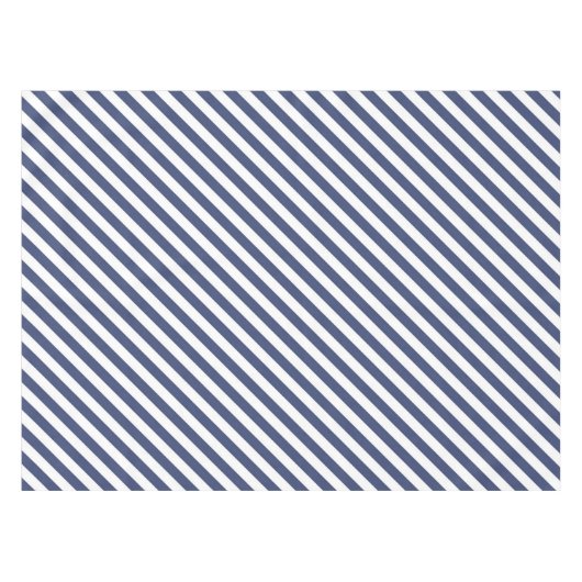 Diagonal navy blue and white stripes pattern テーブルクロス (正面(横))