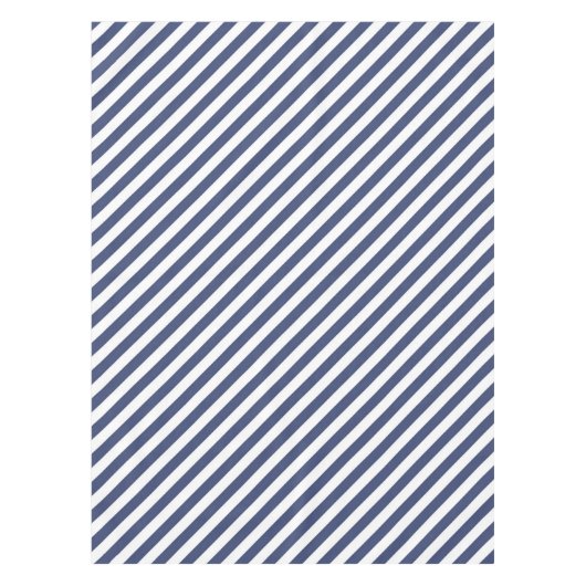Diagonal navy blue and white stripes pattern テーブルクロス (正面)