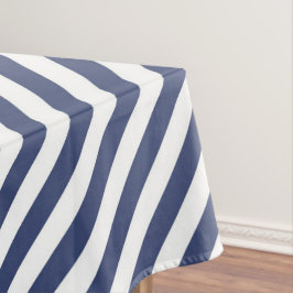 Diagonal navy blue and white stripes pattern テーブルクロス