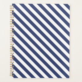 Diagonal navy blue and white stripes pattern プランナー手帳
