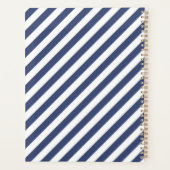 Diagonal navy blue and white stripes pattern プランナー手帳 (裏面)