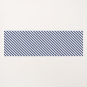 Diagonal navy blue and white stripes pattern ヨガマット (裏面(横))