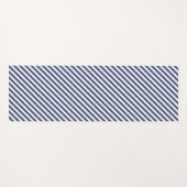 Diagonal navy blue and white stripes pattern ヨガマット (正面(横))