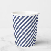Diagonal navy blue and white stripes pattern 紙コップ (左)