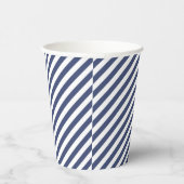 Diagonal navy blue and white stripes pattern 紙コップ (右)