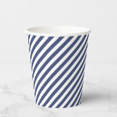 Diagonal navy blue and white stripes pattern 紙コップ (正面)