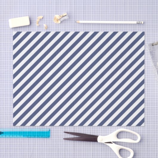 Diagonal navy blue and white stripes pattern 薄葉紙 (クラフト)