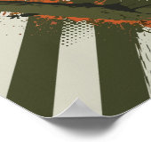 Diagonal Olive Stripes with Orange Splashes ポスター (角)