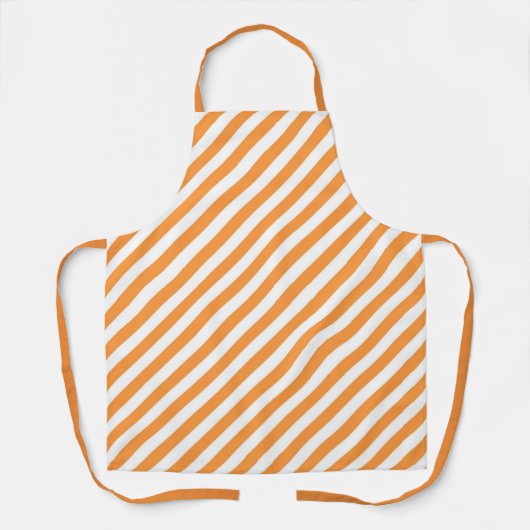 Diagonal orange and white stripes pattern エプロン (正面)