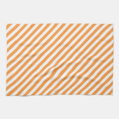 Diagonal orange and white stripes pattern キッチンタオル (横)