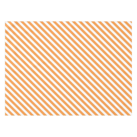 Diagonal orange and white stripes pattern テーブルクロス (正面(横))