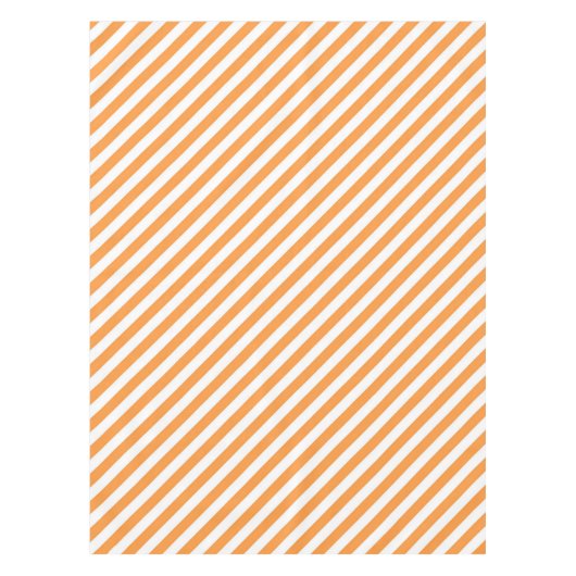 Diagonal orange and white stripes pattern テーブルクロス (正面)