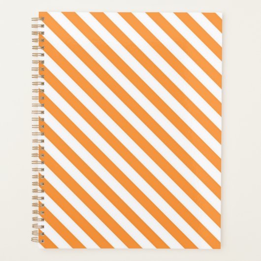 Diagonal orange and white stripes pattern プランナー手帳 (正面)