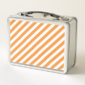 Diagonal orange and white stripes pattern メタルランチボックス (裏面)