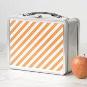 Diagonal orange and white stripes pattern メタルランチボックス (インサイチュ)