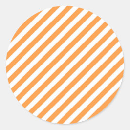 Diagonal orange and white stripes pattern ラウンドシール