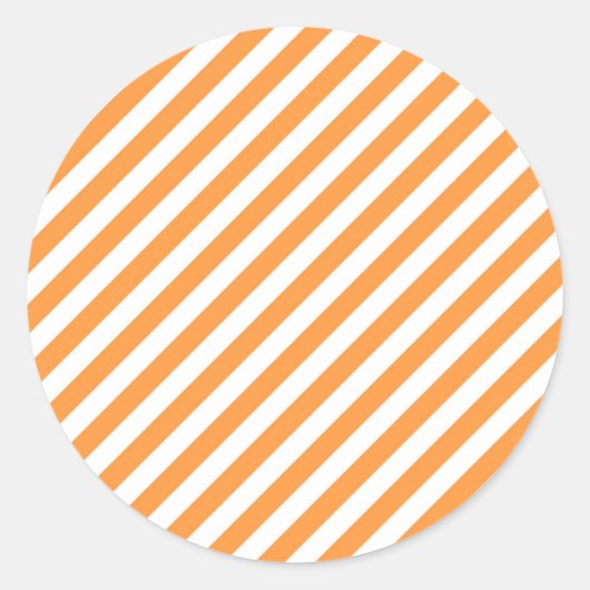 Diagonal orange and white stripes pattern ラウンドシール (正面)
