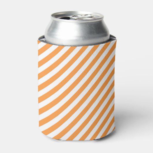 Diagonal orange and white stripes pattern 缶クーラー (缶正面)