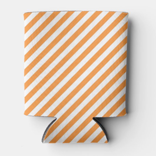 Diagonal orange and white stripes pattern 缶クーラー (正面)