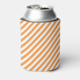 Diagonal orange and white stripes pattern 缶クーラー