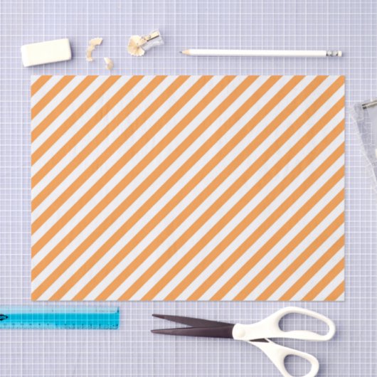 Diagonal orange and white stripes pattern 薄葉紙 (クラフト)