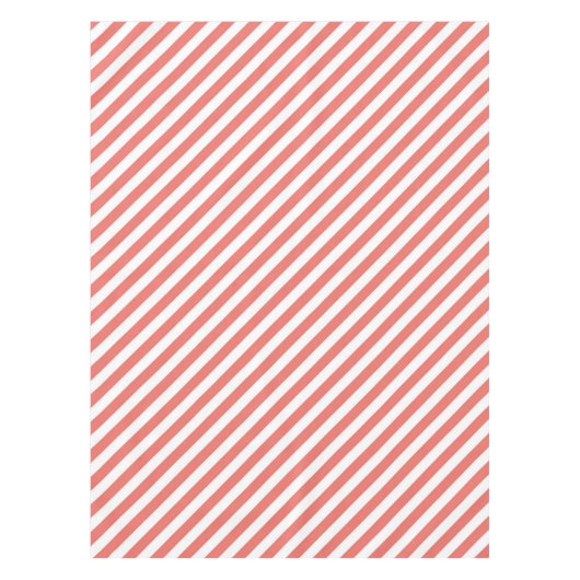 Diagonal pattern of pink and white stripes テーブルクロス (正面)