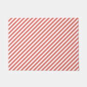Diagonal pattern of pink and white stripes ドアマット (正面)