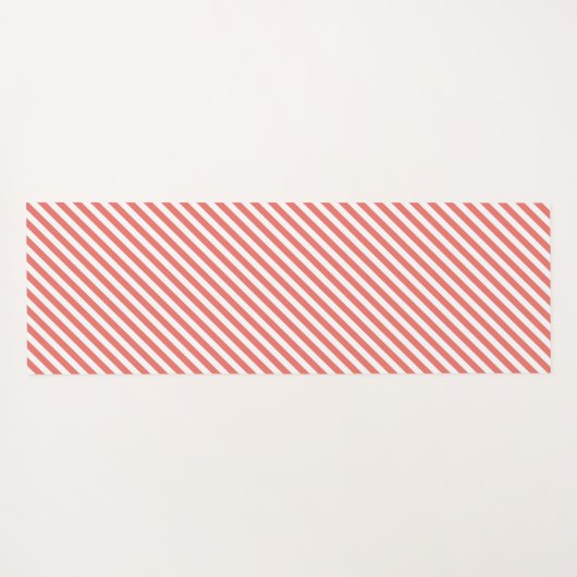 Diagonal pattern of pink and white stripes ヨガマット (裏面(横))