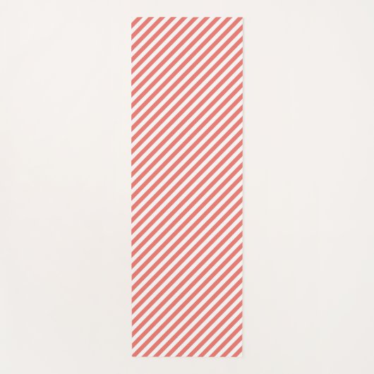 Diagonal pattern of pink and white stripes ヨガマット (正面)