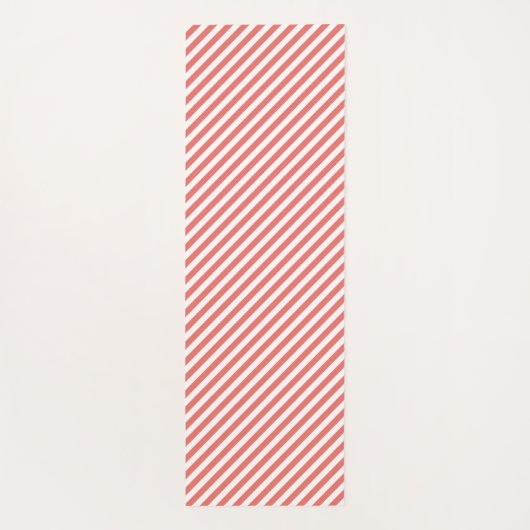 Diagonal pattern of pink and white stripes ヨガマット (裏面)