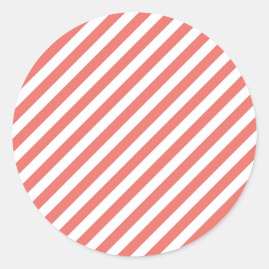 Diagonal pattern of pink and white stripes ラウンドシール (正面)