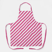 Diagonal pink and white stripes pattern エプロン (正面)