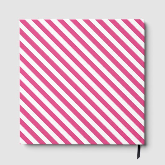 Diagonal pink and white stripes pattern ゲストブック (裏面)