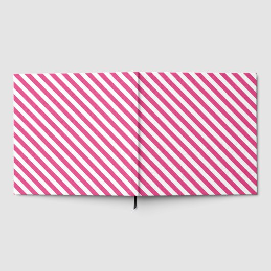 Diagonal pink and white stripes pattern ゲストブック (全面)