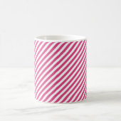 Diagonal pink and white stripes pattern コーヒーマグカップ (中央)
