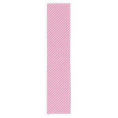 Diagonal pink and white stripes pattern ショートテーブルランナー (正面)