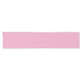 Diagonal pink and white stripes pattern ショートテーブルランナー (横)