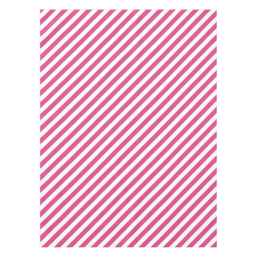 Diagonal pink and white stripes pattern テーブルクロス (正面)