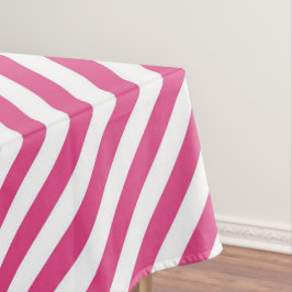 Diagonal pink and white stripes pattern テーブルクロス