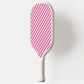 Diagonal pink and white stripes pattern ピックルボールラケット (左)