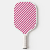 Diagonal pink and white stripes pattern ピックルボールラケット (裏面)
