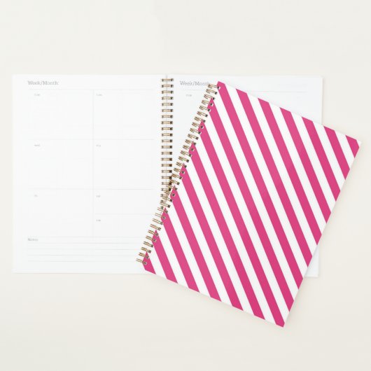 Diagonal pink and white stripes pattern プランナー手帳 (ディスプレー)