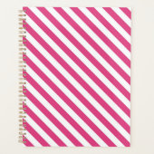 Diagonal pink and white stripes pattern プランナー手帳 (正面)