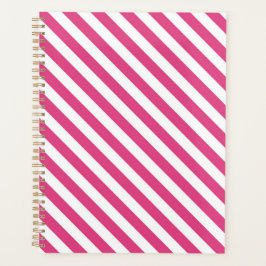 Diagonal pink and white stripes pattern プランナー手帳