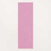 Diagonal pink and white stripes pattern ヨガマット (正面)